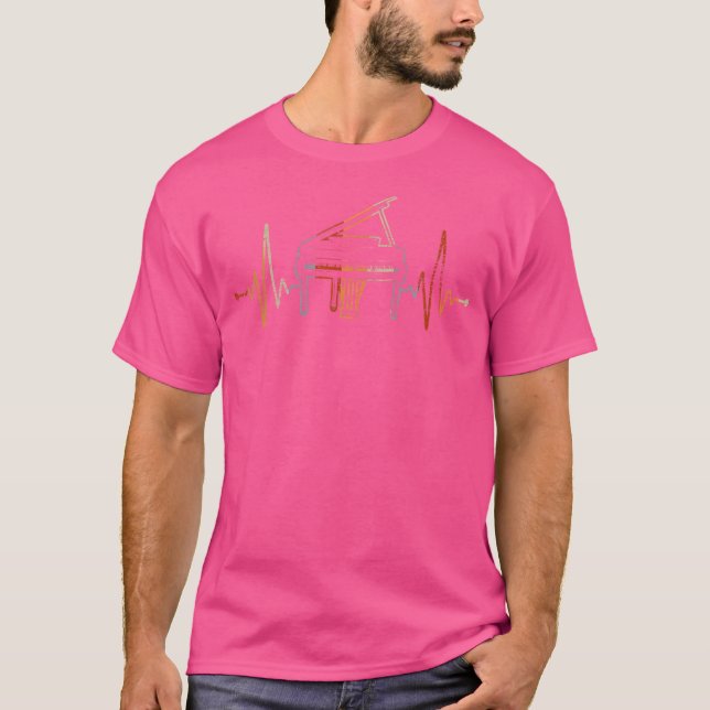 Piano Player Ekg Heartbeat Piano T-Shirt (Vorderseite)