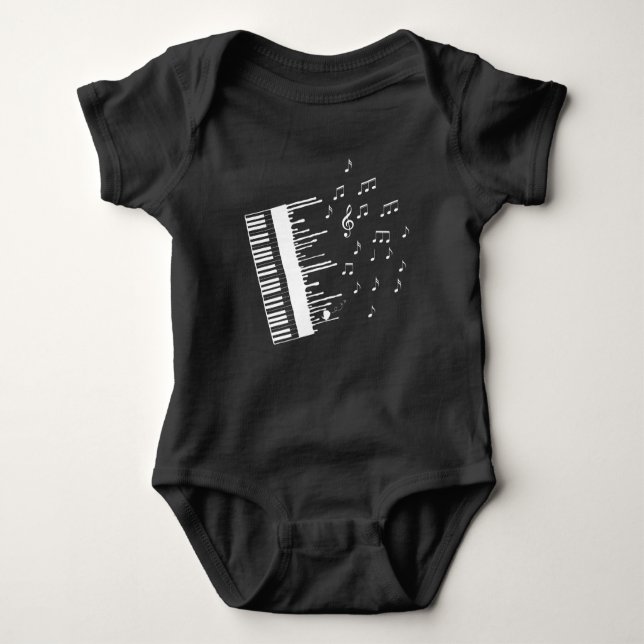 Piano Player Flying Musiknote Bird Pianist Baby Strampler (Vorderseite)