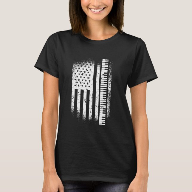 Piano Player Keyboard Player Instrument US T-Shirt (Vorderseite)