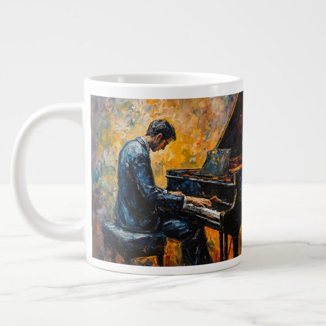 Piano Player - Ölgemälde Jumbo-Tasse (Links)