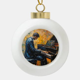 Piano Player - Ölgemälde Keramik Kugel-Ornament