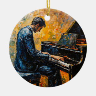 Piano Player - Ölgemälde Keramik Ornament