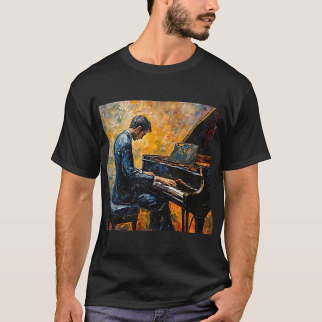 Piano Player - Ölgemälde T-Shirt (Vorderseite)