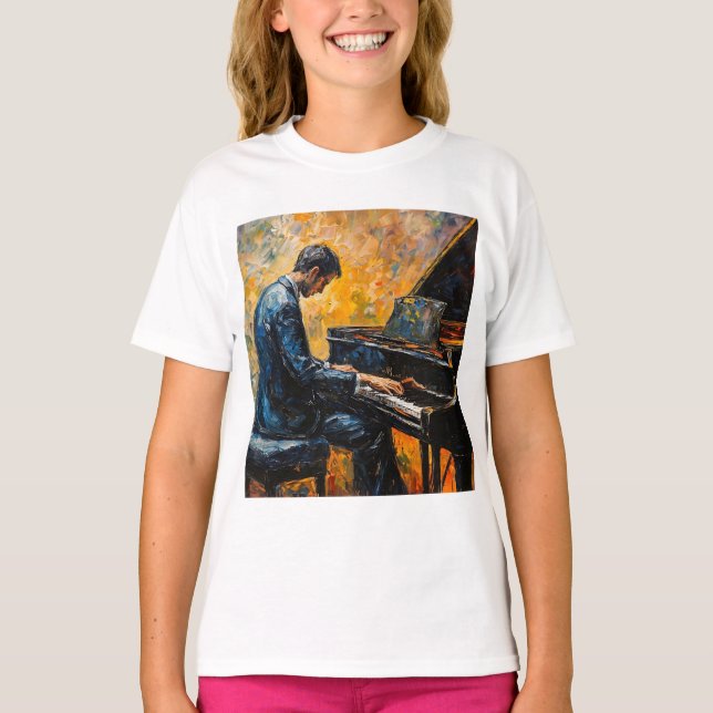 Piano Player - Ölgemälde T-Shirt (Vorderseite)