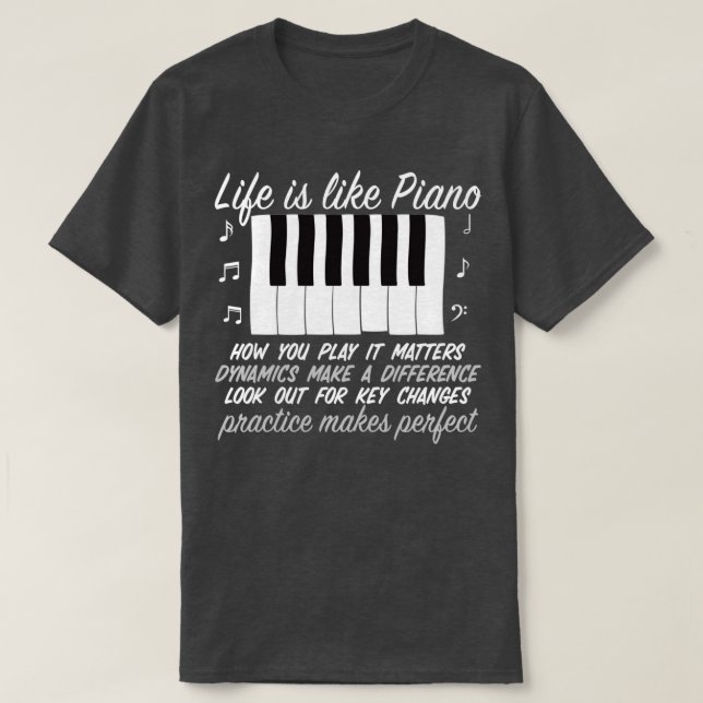 Piano Player Teacher Gift Keyboard Keys Music Lieb T-Shirt (Design vorne)