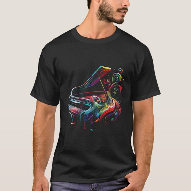 Piano Players Schönes farbenfrohes Piano T-Shirt (Vorderseite)