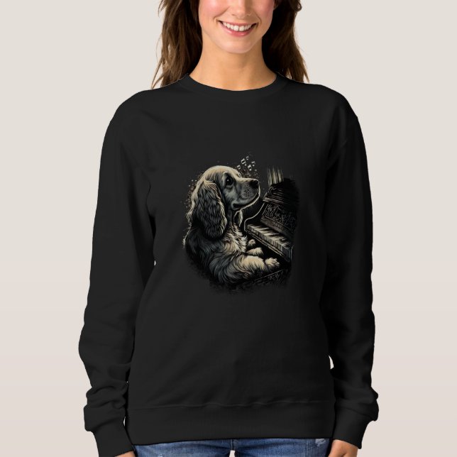 Piano playing Cocker Spaniel Sweatshirt (Vorderseite)