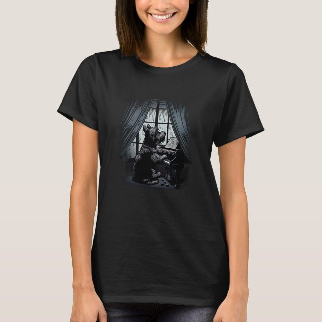 Piano playing scottie scotty Scottish Terrier T-Shirt (Vorderseite)