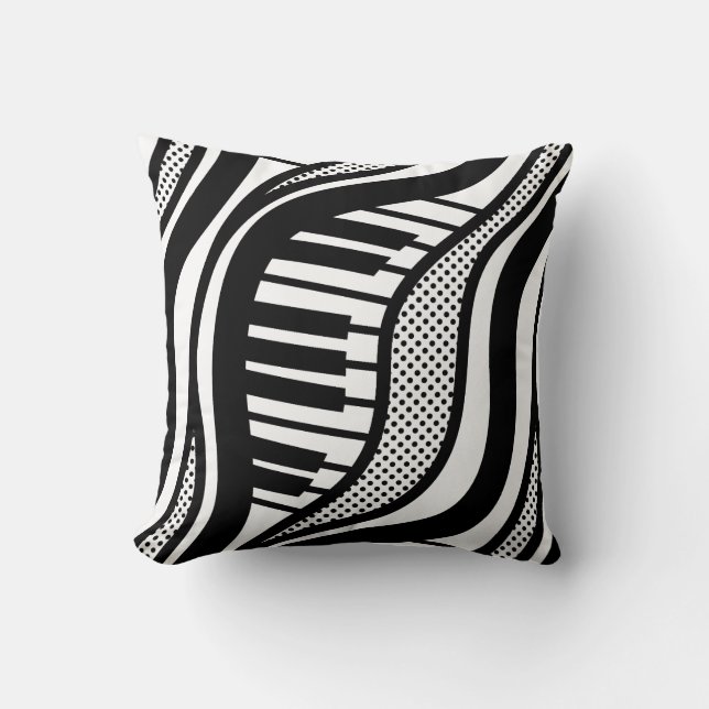Piano Polka Waves Kissen - Schwarz & Weiß Musik (Vorderseite)