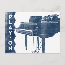 Piano Postcard - Vintage Retro Navy White Postkarte
