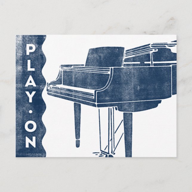 Piano Postcard - Vintage Retro Navy White Postkarte (Vorderseite)