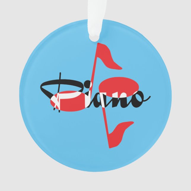 Piano Red Notes Ornament (Vorderseite)