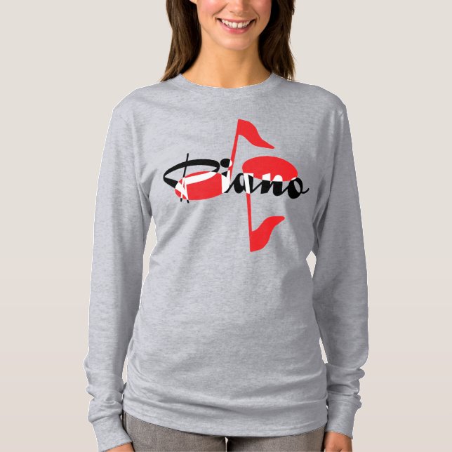 Piano Red Notes T-Shirt (Vorderseite)