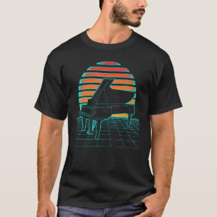 Piano Retro Wave Futurism 80er Sunset for Pianist T-Shirt