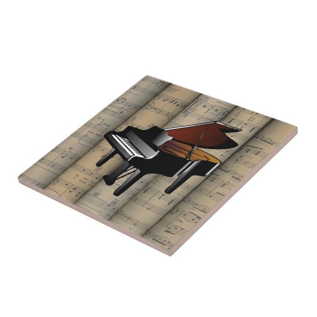 Piano~ rollte Notenen-Hintergrund ~ Musical Fliese (Seite)