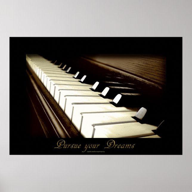 PIANO-SCHLÜSSEL "IHRE Träume verfolgen" Art Poster (Vorne)