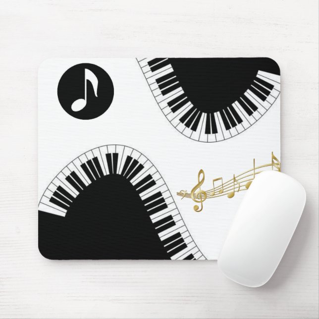 Piano Schwarz-weiße Musiknoten Mouse Pad! Mousepad (Mit Mouse)