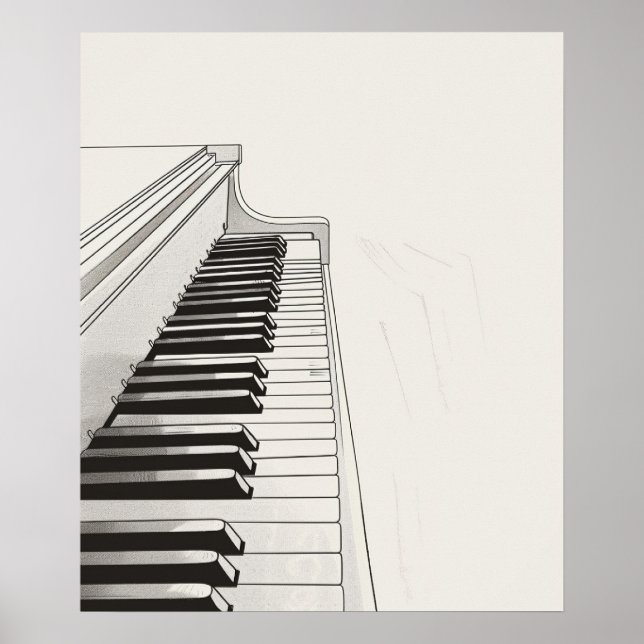 Piano spielt Musik minimalistisch in Line Art Poster (Vorne)