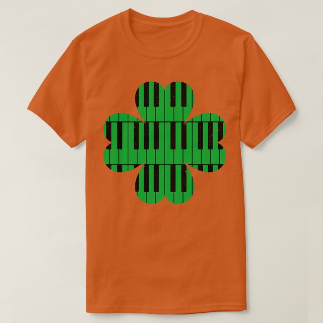 Piano St Patricks Day Clover Irish Gift Idee T-Shirt (Design vorne)