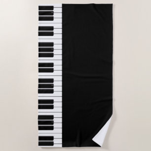 Piano-Tastatur, schwarz und weiß Strandtuch