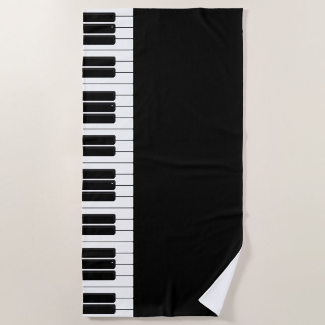 Piano-Tastatur, schwarz und weiß Strandtuch (Vorderseite)