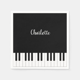 Piano-Tasten in Schwarz und Weiß mit eigenem Namen Serviette