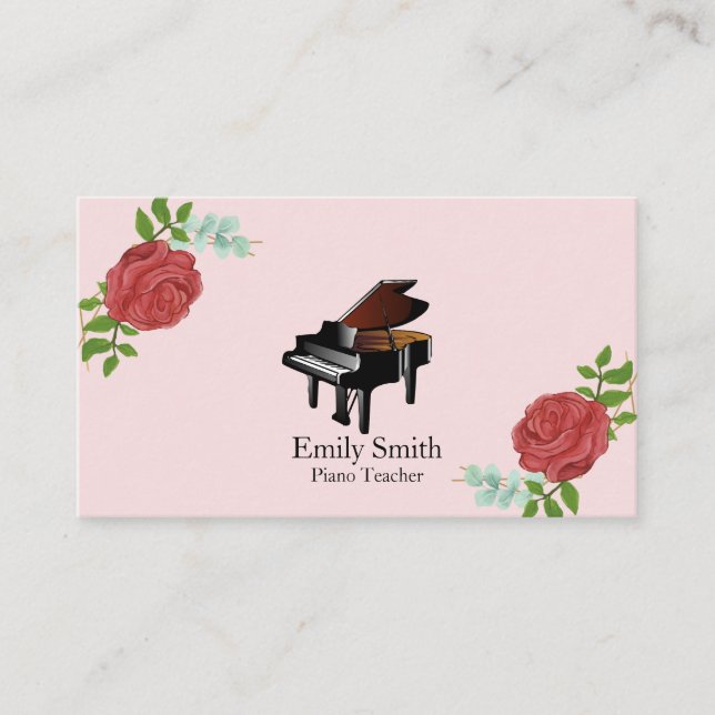Piano Teacher Business Card Visitenkarte (Vorderseite)