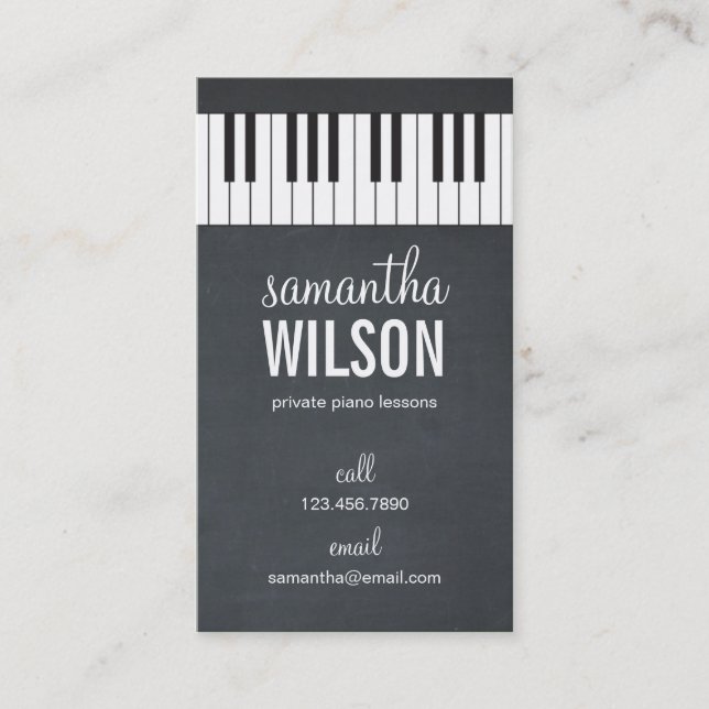 Piano Teacher Business Card Visitenkarte (Vorderseite)