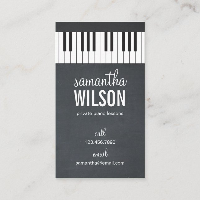 Piano Teacher Business Card Visitenkarte (Vorderseite)