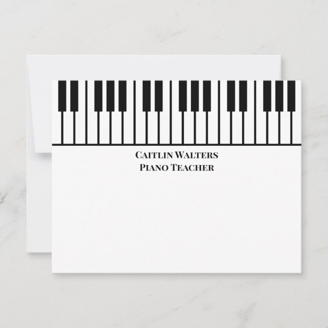 Piano Teacher Personal Stationery Mitteilungskarte (Vorderseite)