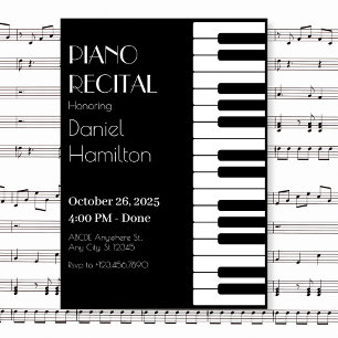 Piano-Tube in Schwarz-Weiß Einladung
