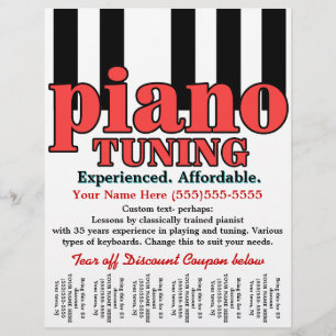Piano Tuning. Tastatur. Musikunterricht. Reißblech Flyer