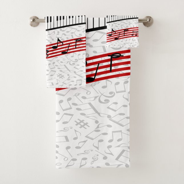 Piano und Musik Set Rotes Badetuch (Insitu)
