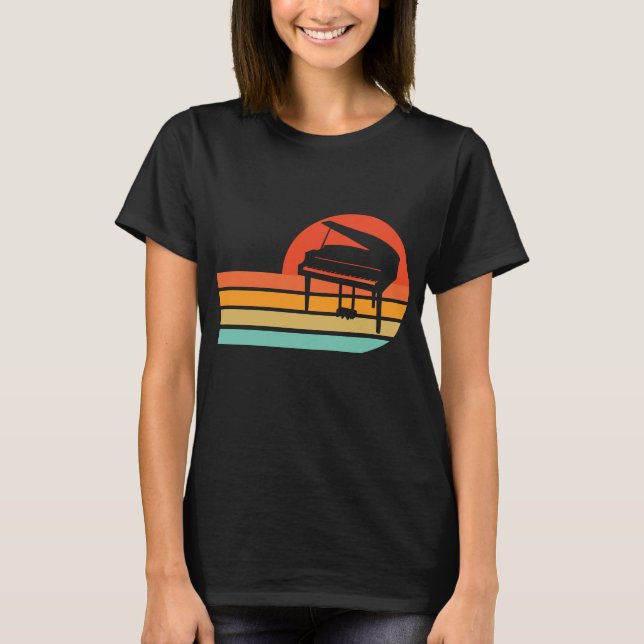 Piano Vintage Musik Keyboard Retro Pianist T-Shirt (Vorderseite)