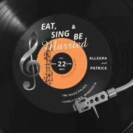 Piano Vinyl Music Themed Treble Clef Black Wedding Einladung