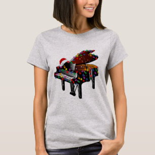 Piano Weihnachtsmannmütze Weihnachtsbaum Lieben zu T-Shirt