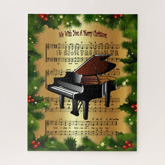 Piano ~ "Wir wünschen Ihnen ein frohes Weihnachtsf Puzzle (Vertikal)