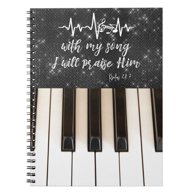 PIano with Psalms Scripture Notizblock (Vorderseite)