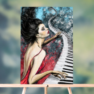 Piano Woman Art Painting Akronylic Sign Acrylschild