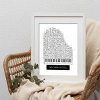 Piano Word Cloud-Geschenk für Klavierlehrer