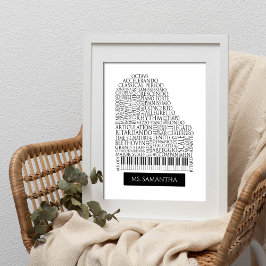 Piano Word Cloud-Geschenk für Klavierlehrer Poster