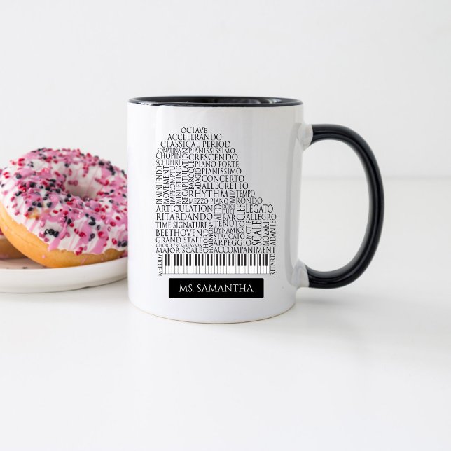 Piano Word Cloud-Geschenk für Klavierlehrer Tasse (Von Creator hochgeladen)