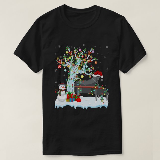 Piano Xmas Element Tree Lighting Piano Weihnachten T-Shirt (Design vorne)