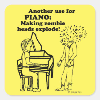 Piano Zombie Explode Square Sticker