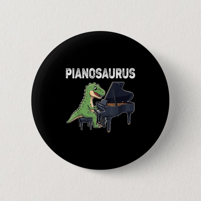 Pianosaurus Funny Dinosaurier Piano Kinder Musi Button (Vorderseite)