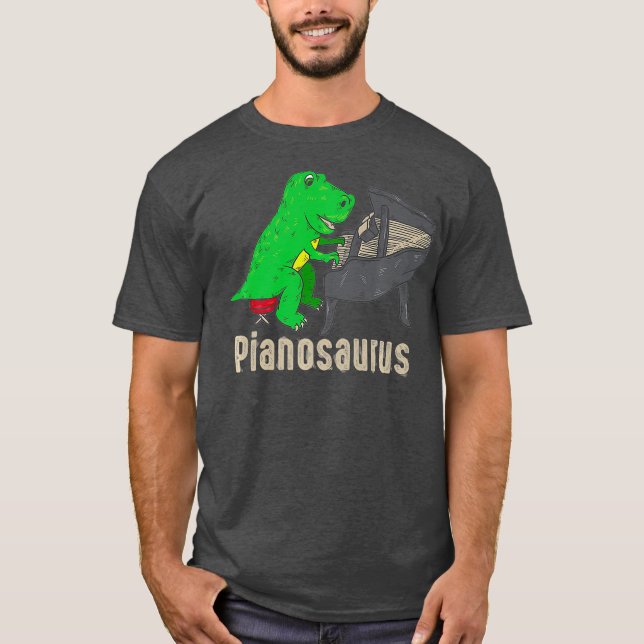 Pianosaurus Piano Dinosaurier Schlagzeug Music T-Shirt (Vorderseite)