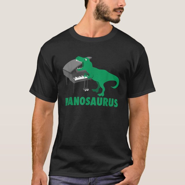 Pianosaurus Piano Dinosaurier Schlagzeug Musik Fun T-Shirt (Vorderseite)