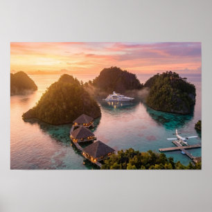 Piaynemo Sonnenaufgang Raja Ampat Tropische Insel Poster