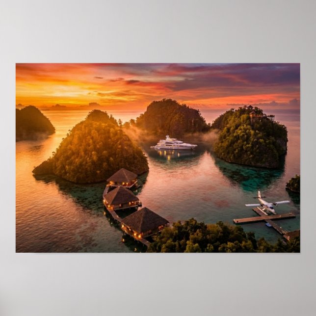 Piaynemo Sunset Raja Ampat Tropical Island Art Poster (Vorne)