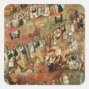 Piazza-Bürgermeister in Mexiko, Detail der Wagen Quadratischer Aufkleber